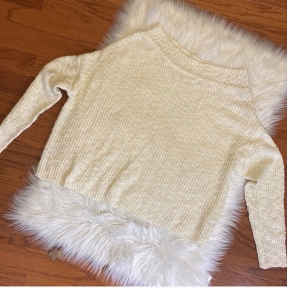 Cozy Women's Off-Shoulder Cream Sweater - Picture 7 of 11